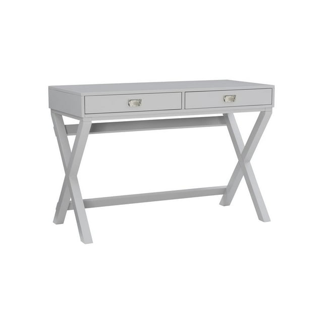 Linon Peggy Two Drawer Wood Writing Desk in Gray