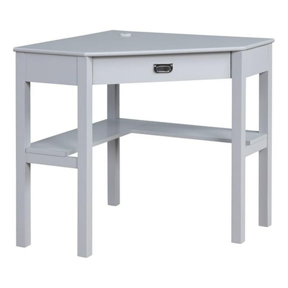 Linon Peggy Wood One Drawer Corner Desk in Gray