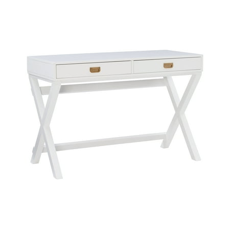 Linon Peggy White Writing Desk, 2 Drawers, 30 inches Tall