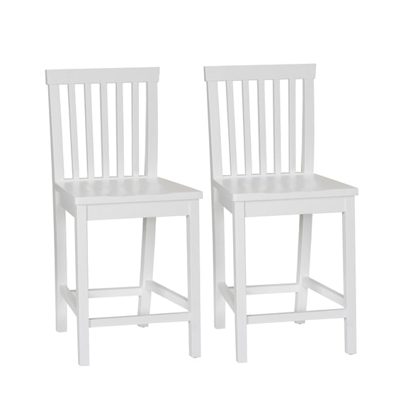 Linon Percival 24" Indoor Wood Counter Stool, Set of 2, White