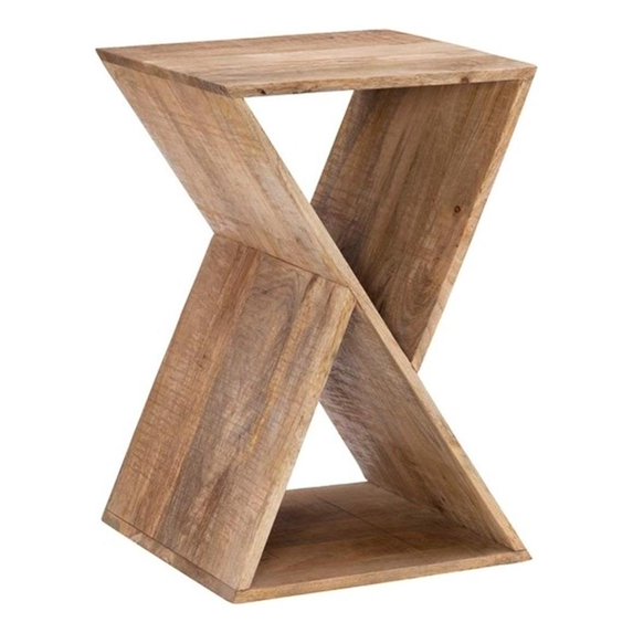 Linon Perkins Wood Triangle Side Table in Natural