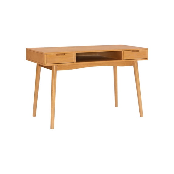 Linon Perry Wood Two Drawer Desk in Natural