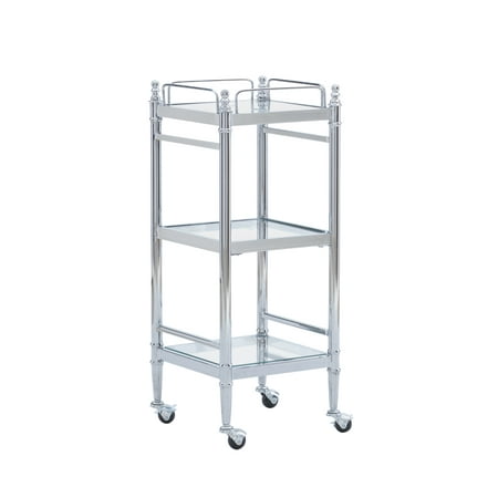 Linon Pinnacle Bathroom Storage Cart, Chrome Finish
