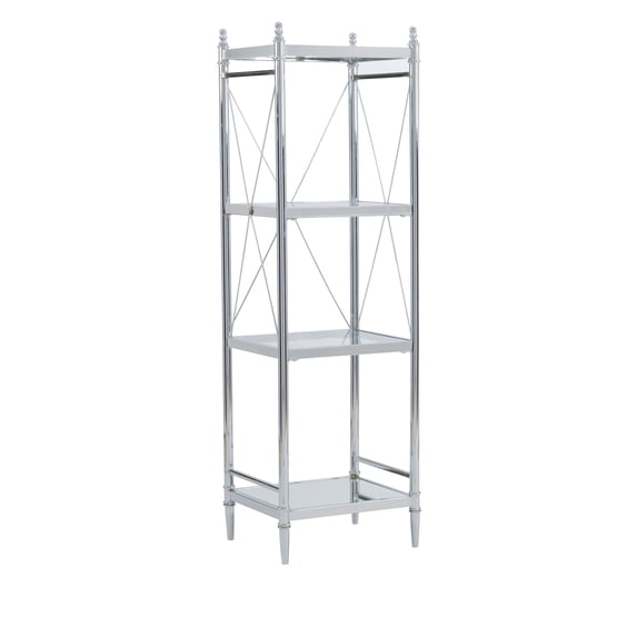 Linon Pinnacle Chrome and Glass Shelf, Four Spacious Shelves