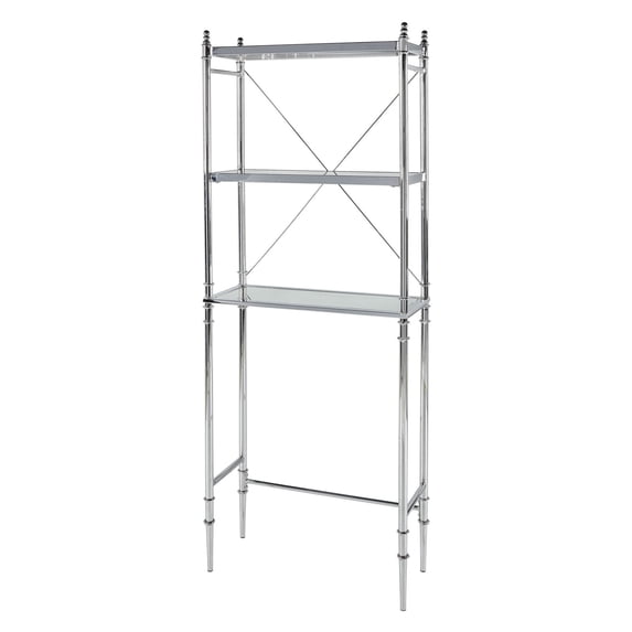 Linon Pinnacle Chrome and Glass Spacesaver, 3 Tiered Shelves