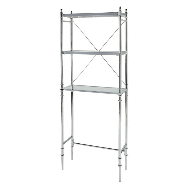 Linon Pinnacle Chrome And Glass Spacesaver 3 Tiered Shelves