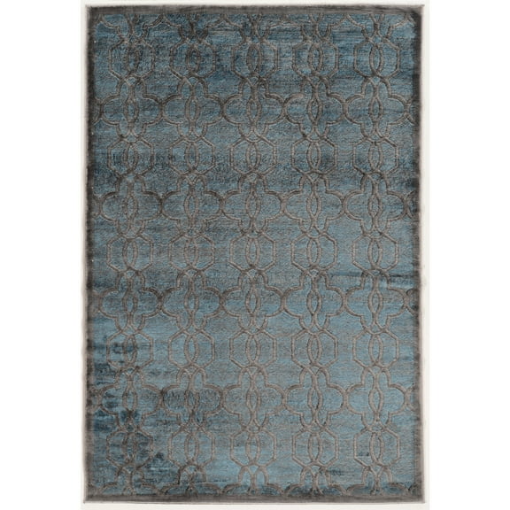 Linon Platinum Iron Gate Power Loomed Polyester 5'x7'6" Rug in Blue