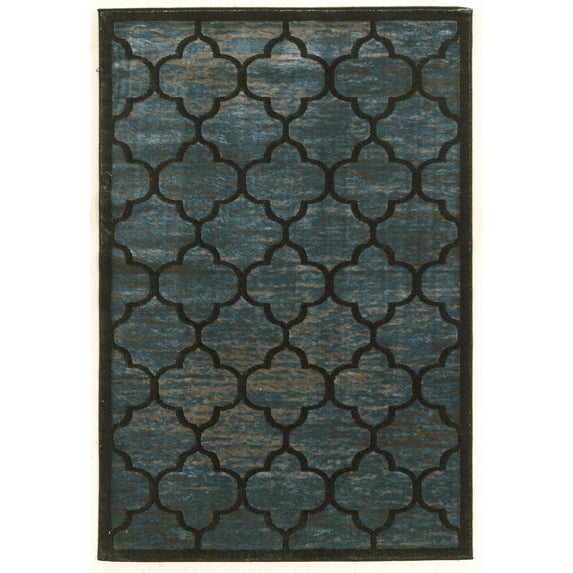 Linon Platinum Trellis Power Loomed Polyester 8'x11' Rug in Blue
