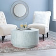 thumbnail image 1 of Linon Pomona Round Drum Coffee Table, Blue and Gray Mother of Pearl on White, 1 of 8