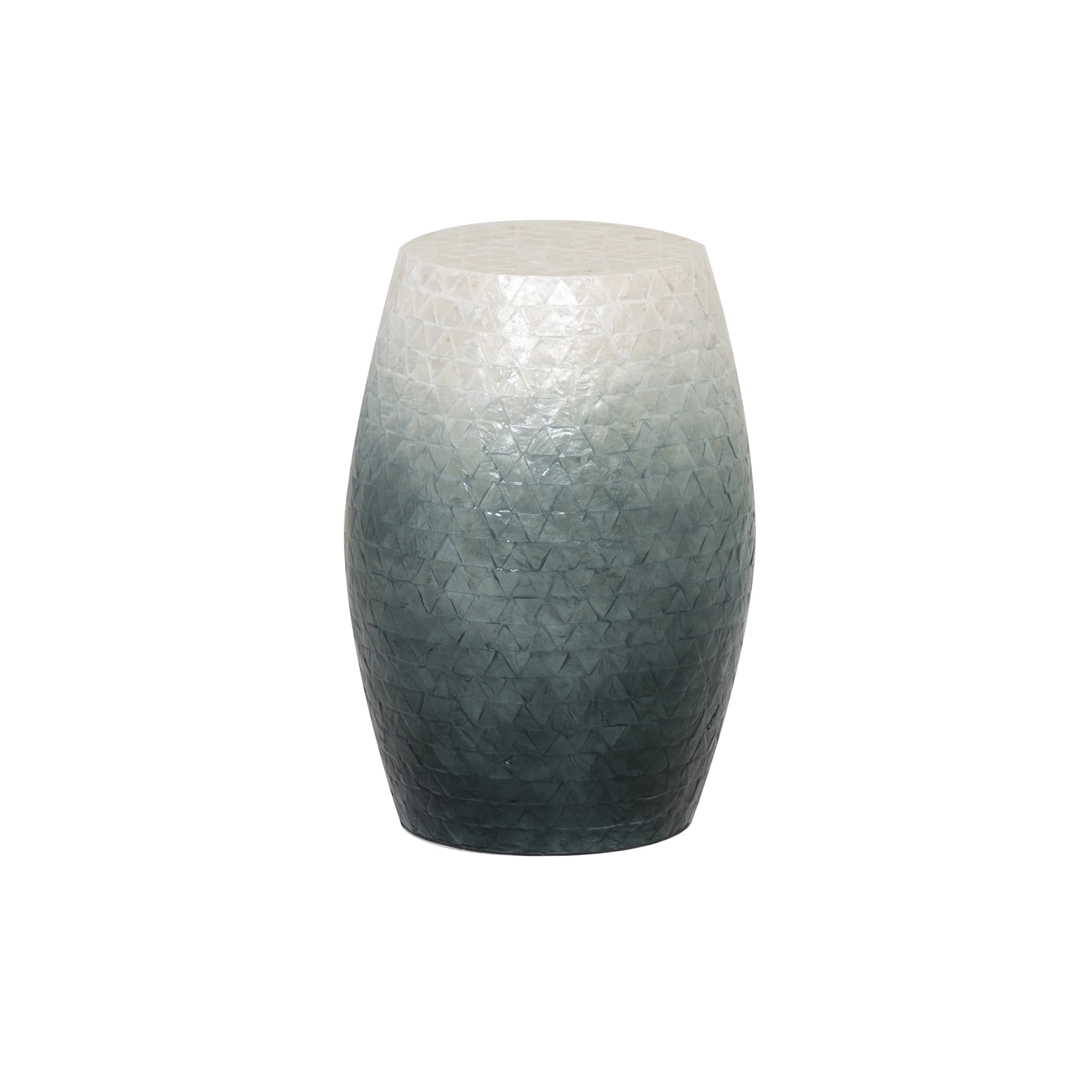Linon Prescott Indoor Drum Accent Table, 19.75" Tall, Blue Ombre Capiz Shell