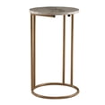 thumbnail image 1 of Linon Priscille Round Accent C-Table, Gold Metal Base with Neutral Capiz Shell Mosaic Seahorse Finish, 1 of 12