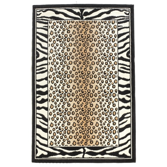 Linon RUG-BC4857 4 ft. 3 in. x 7 ft. 3 in. Capri Loomed Indoor Area Rug - Black & White