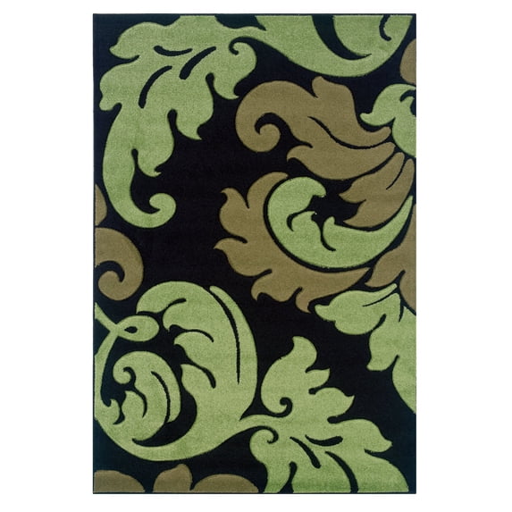 Linon RUG-CU1381 8 x 10 ft. 3 in. Corfu Loomed Indoor Area Rug - Black & Lime