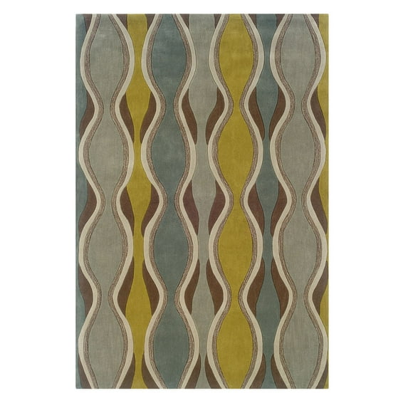 Linon RUG-TAB00957 5 x 7 ft. Trio Tufted Indoor Area Rug - Chocolate & Spa Blue