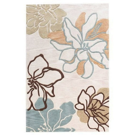 Linon RUG-TASD0723 1 ft. 10 in. x 2 ft. 10 in. Trio Hand Tufted Area Rug - Beige & Turquoise