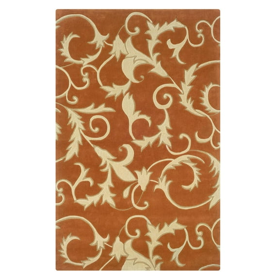 Linon RUG-TATO0923 1 ft. 10 in. x 2 ft. 10 in. Trio with Twist Hand Tufted Area Rug - Pumpkin & Ivory