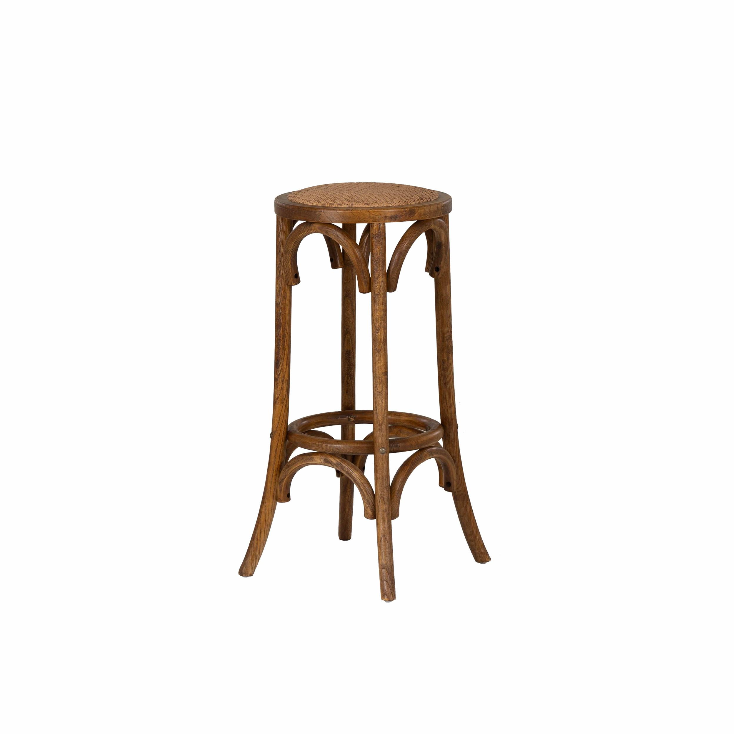 Rae 30" Walnut Brown Elm Wood Rustic Backless Bar Stool