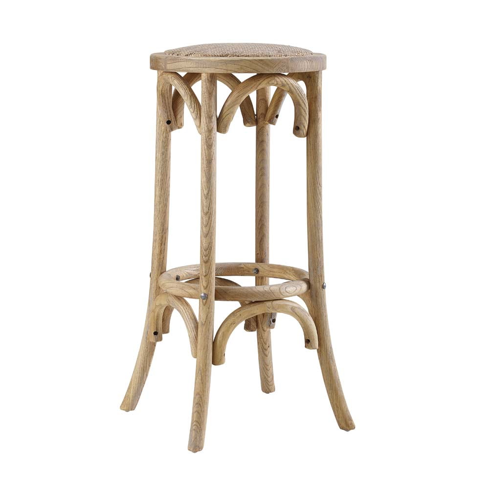 Rae Rustic Beige Elm Wood Backless Bar Stool