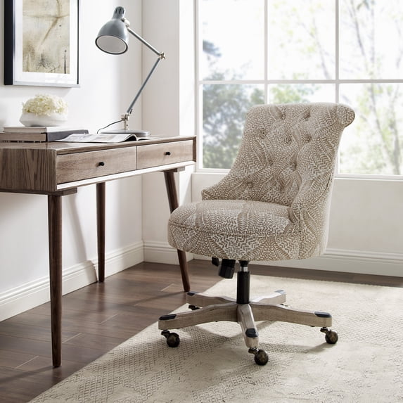Linon Ragan Task Chairs with Adjustable Height and Swivel, 275 lb. Capacity, Beige Fern