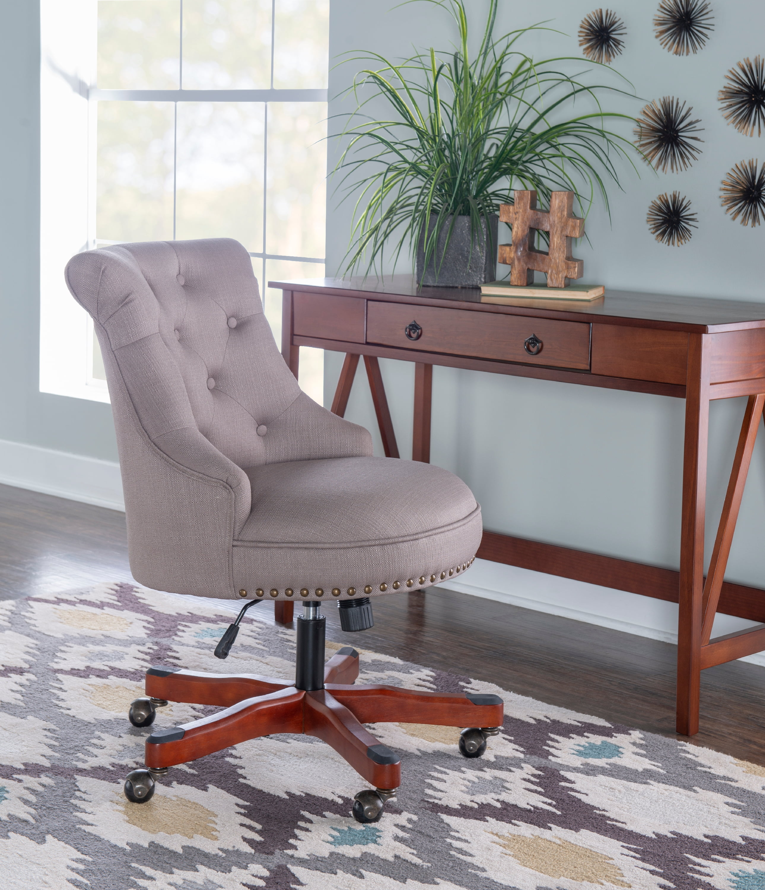 Linon Ragan Task Chairs with Adjustable Height and Swivel, 275 lb. Capacity, Dolphin Gray