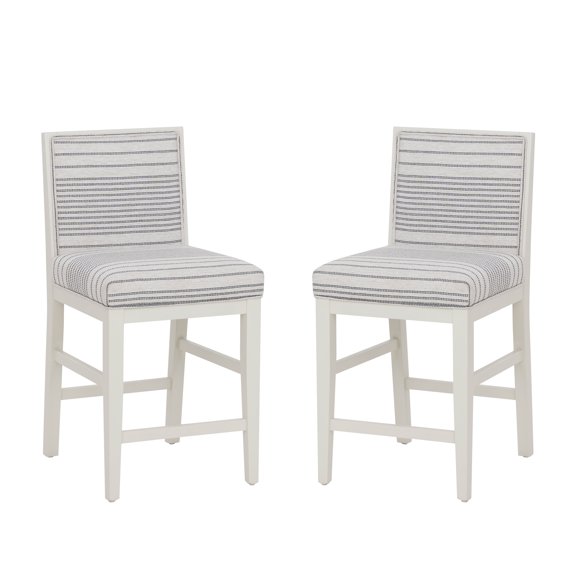 Linon Regina Set of 2 Grey Stripe Counter-Height Stools
