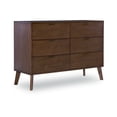 thumbnail image 1 of Linon Reid Mid-Century 6-Drawer Dresser, Medium Brown, 1 of 20