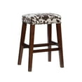 thumbnail image 1 of Linon Renner 30" Saddle Backless Barstool, Walnut/Brown Microfiber Cow Print, 1 of 9