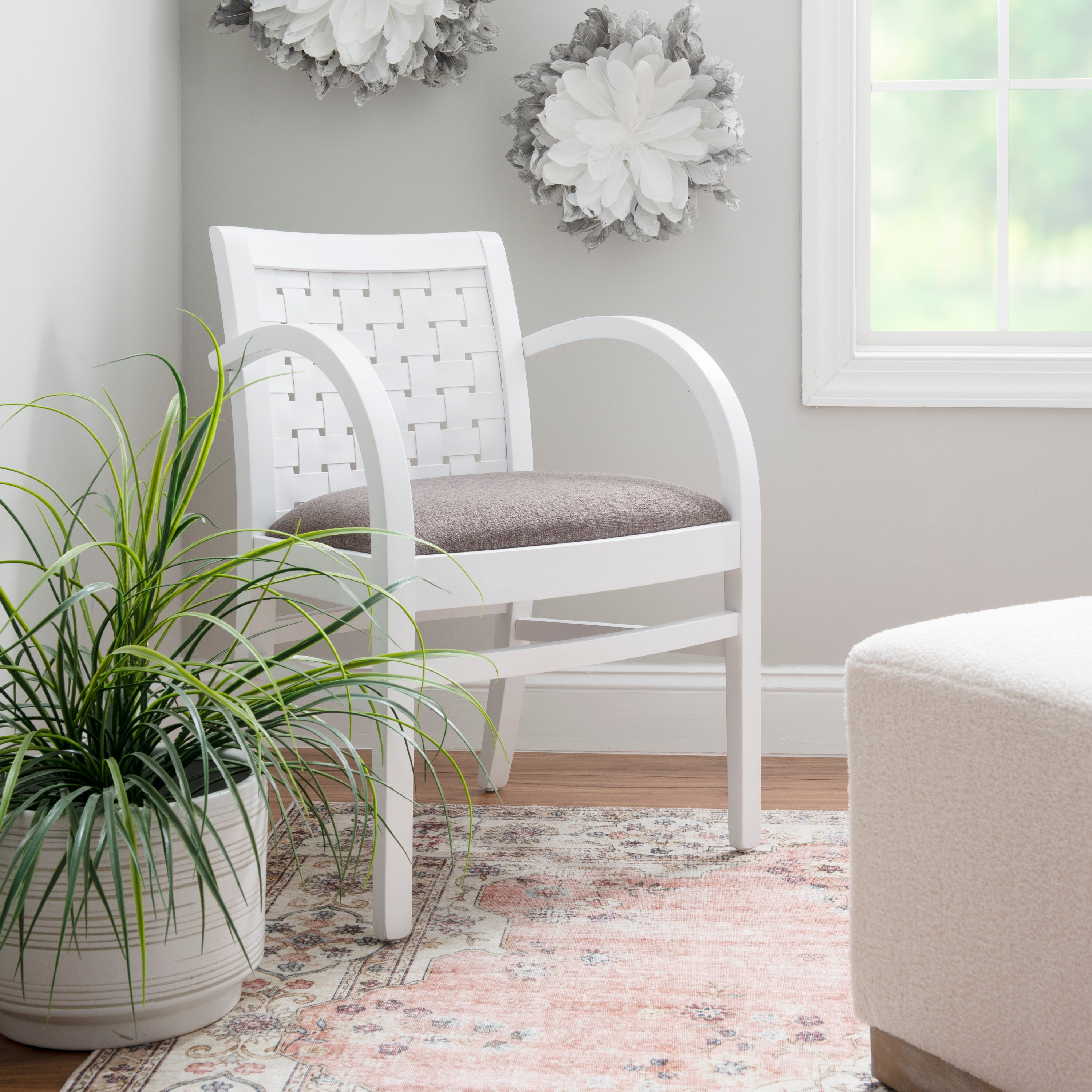 Linon Rheims Lounge Chair, Dark Gray and White