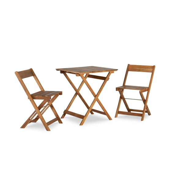 Linon Riverpark 3-Piece Acacia Wood Outdoor Bistro Set, Brown Oil Finish