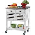 thumbnail image 1 of Linon Robbin Wood Rolling Kitchen Storage and Prep Cart in White, 1 of 8