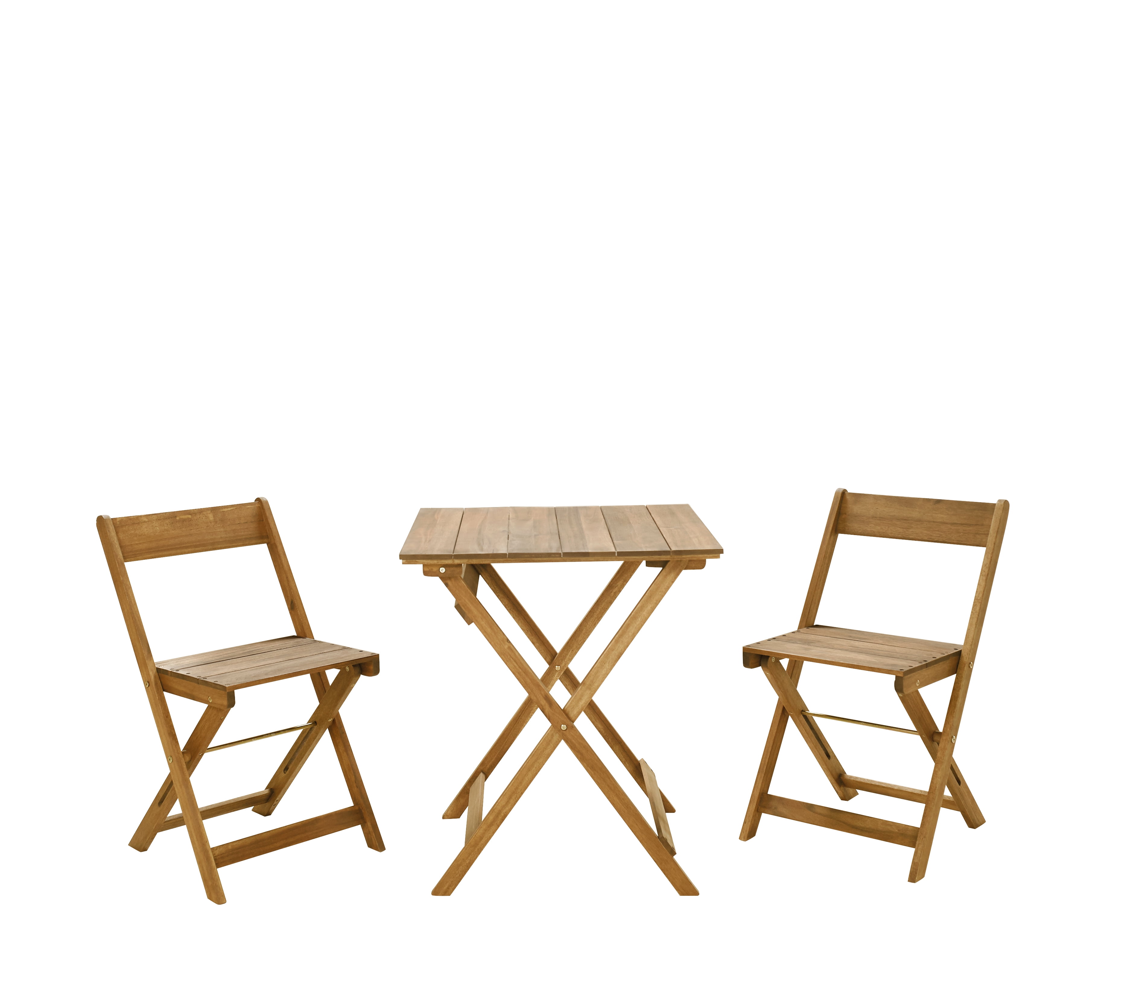 Rockport Brown Acacia Wood 3-Piece Foldable Patio Bistro Set