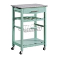 thumbnail image 1 of Linon Roger Wood Kitchen Cart Island, 33.8" Tall, Green Finish with Granite Top, 1 of 2