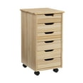thumbnail image 1 of Linon Ansley 6-Drawer Rolling Storage Utility Cart, Natural, 1 of 24
