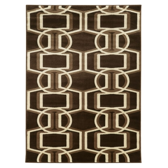 Linon Roma Bridle Power Loomed Polypropylene 8'x10' Rug in Brown
