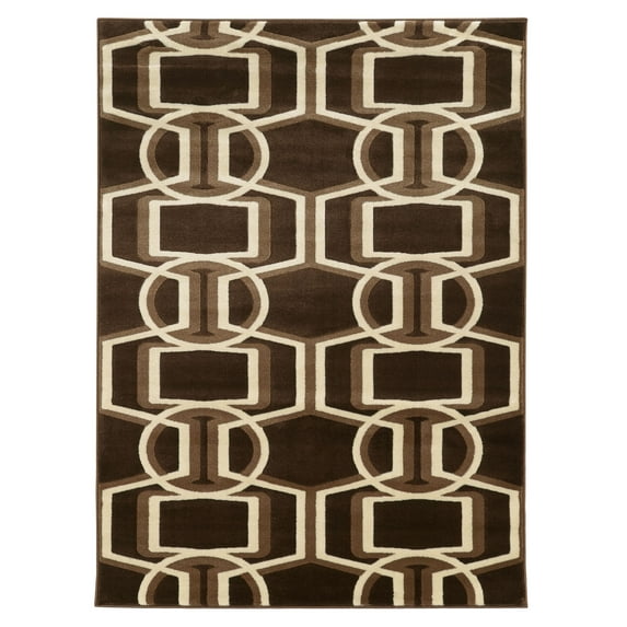 Linon Roma Bridle Power Loomed Polypropylene 8'x10' Rug in Brown
