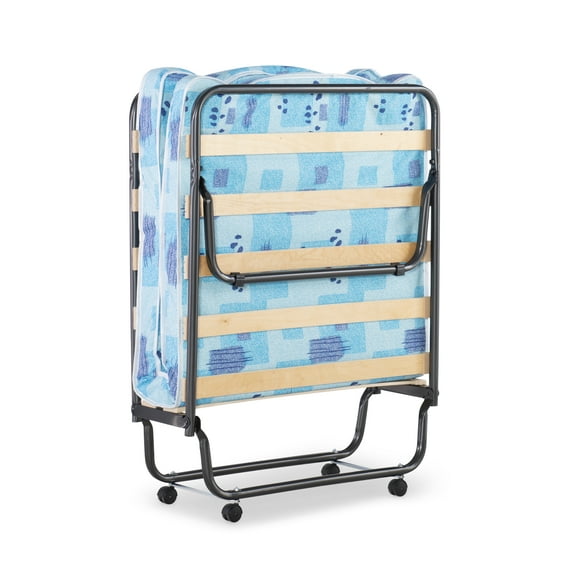 Linon Roma Folding Rollaway Guest Bed with 2" Foam Mattress, Cot