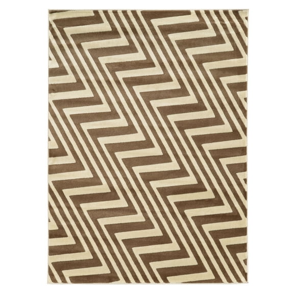 Linon Roma Zigzag Power Loomed Polypropylene 5'x7' Rug in Ivory
