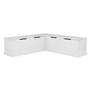 Linon Romero Casual Wood Corner Dining Breakfast Nook with Storage, White