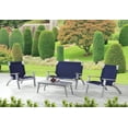 thumbnail image 1 of Linon Rosemary 4-Piece Acacia Outdoor Chat Set with Coffee Table, Loveseat & Chairs, Gray/Navy, 1 of 18