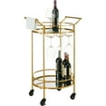 thumbnail image 1 of Linon Round Metal and Mirror Bar Cart in Gold, 1 of 6