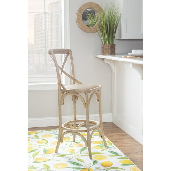 Linon Roxy Full Back Wood Bar Stool, 30" Seat Height, Gray Finish