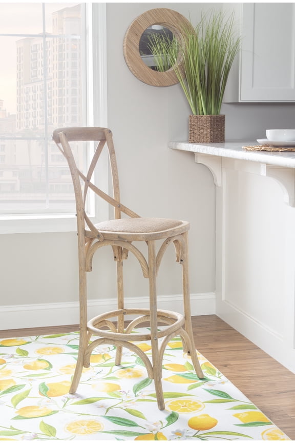 Roxy Full Back Wood Bar Stool, 30" Seat Height, Gray Finish