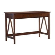 Linon Rustic 46" Single Drawer Writing Desk, Antique Tobacco