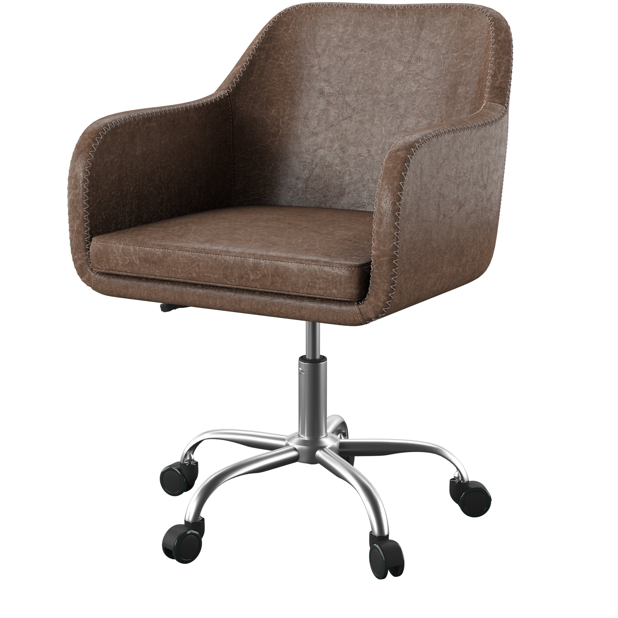 Linon Rylen Mid Back Swivel Office Chair Brown