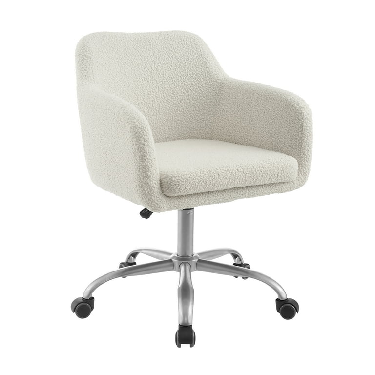 Linon Rylen Mid-Back Swivel Office Chair, Sherpa
