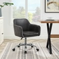 thumbnail image 1 of Linon Rylen Task Chair with Adjustable Height & Swivel, 275 lb. Cpacity, Charcoal Gray Faux Leather, 1 of 10