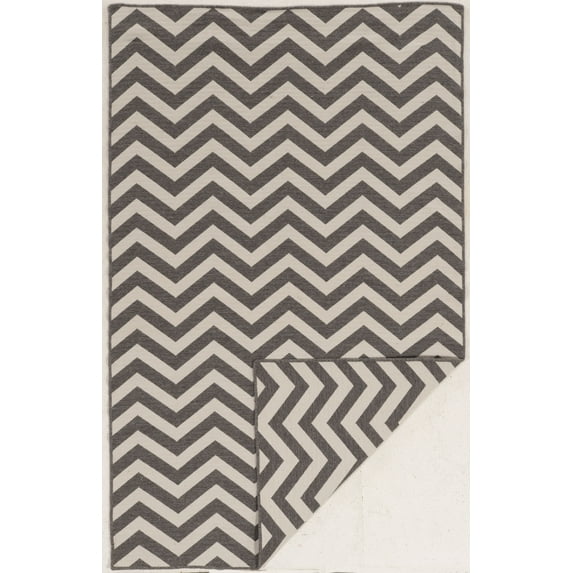 Linon Salonika Chevron Reversible Woven Wool 5'x8' Rug in Gray