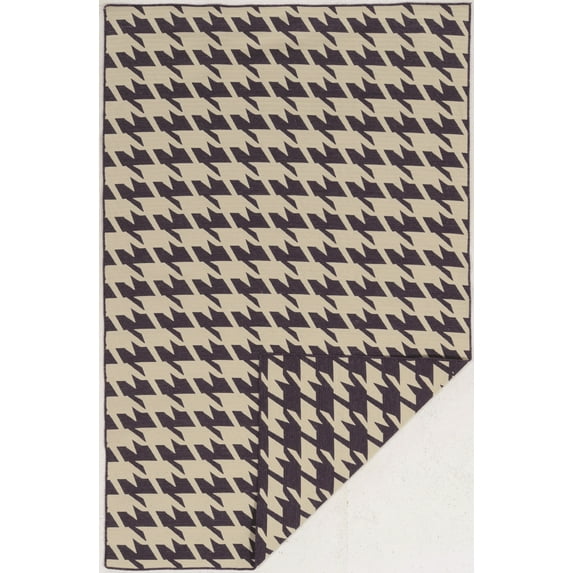 Linon Salonika Houndstooth Reversible Woven Wool 5'x8' Rug in Purple
