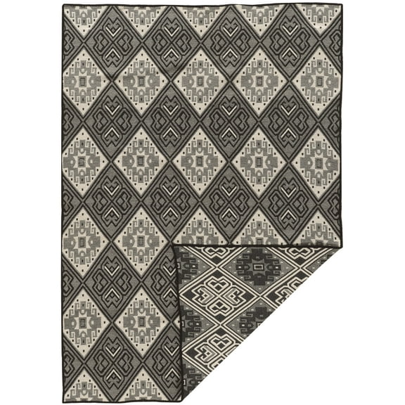 Linon Salonika Noussa Reversible Woven Wool 5'x8' Rug in Gray