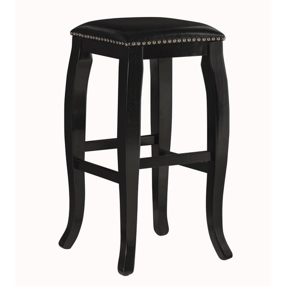 Linon San Francisco Backless Wood Bar Stool, 30" Seat Height, Black Finish with Black Fabric